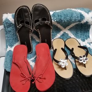 Lot of 3 Pair Sz 9 Sandals Shoes